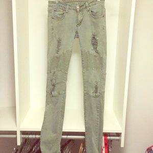 Olive distressed jeans